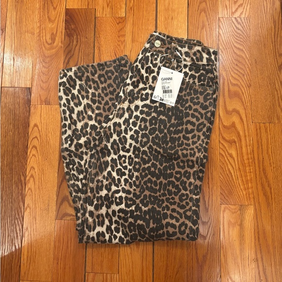 Ganni Pants - Ganni Leopard Print Pants - Brown and Black